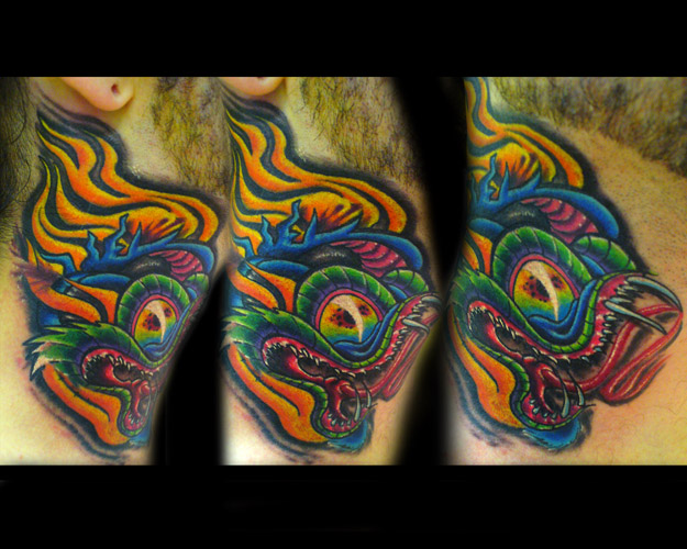 Tattoos - Josh Woods - Snake on the ol neck
